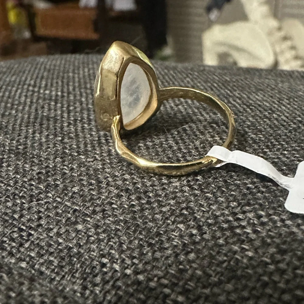 14K Gold Plated 925 Sterling Silver Rainbow Moonstone Ring 7 - Picture 5 of 13